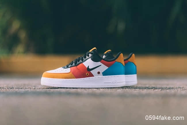 耐克全新配色刺绣小勾+彩色拼接Nike Air Force 1海外现已发售！ 货号：CI006-101