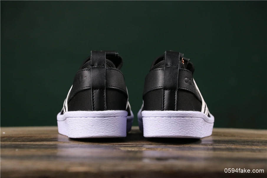 阿迪达斯Adidas SUPERSTAR SLIP ON W S贝壳头情侣休闲交叉绑带条纹配毒标实体店可充正 货号：AC8582