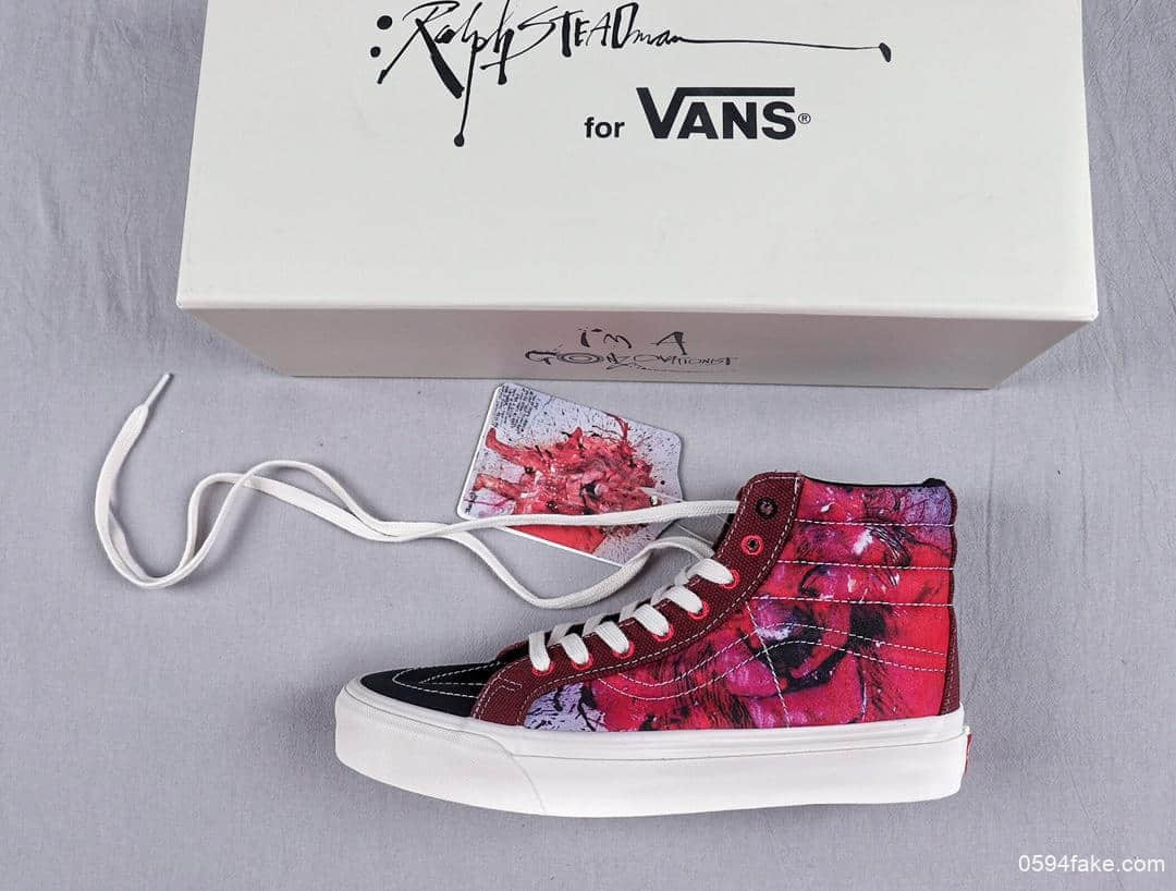 万斯Ralph Steadman x Vans Vault OG LX Sk8-Hi原厂真标硫化底插画限量联名款全网独家首发 货号：VN0A45JLVQV