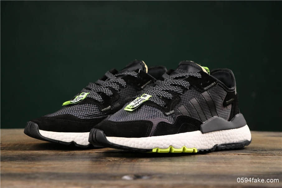 阿迪达斯Adidas Nite Jogger 2019 Boost夜行者真标高品质王嘉尔同款炫彩反光上海限定配色复古休闲运动跑鞋 货号：EG2202