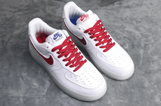 Nike Air Force 1 De Lo Mio炫彩鸳鸯红蓝白 耐克公司级空军一号多米尼加正确水晶果冻底抽屉原盒 货号：BQ8448-100