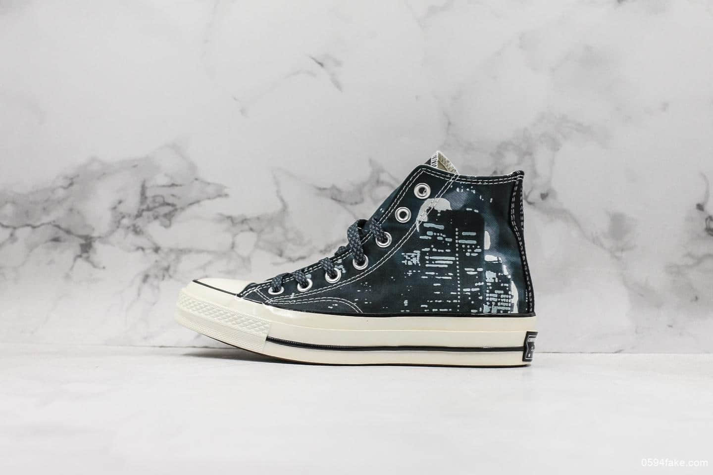 匡威Converse Chuck 1970s上海地标配色真标硫化蓝底原标原盒模压三星标LOGO正确PU硅蓝中底