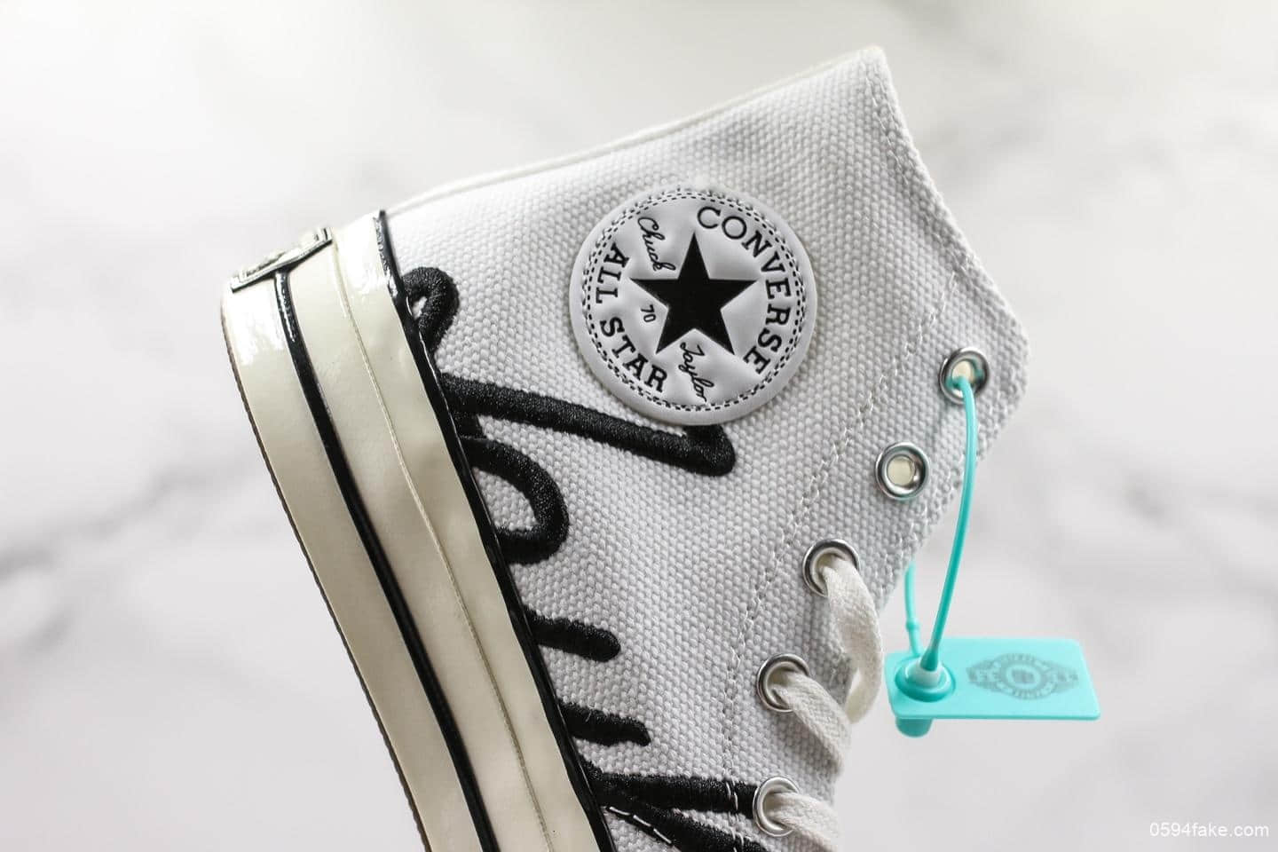 匡威Converse Chuck 1970s公司级版本真标硫化双围条正确硅蓝中底高帮帆布鞋 货号：165553C