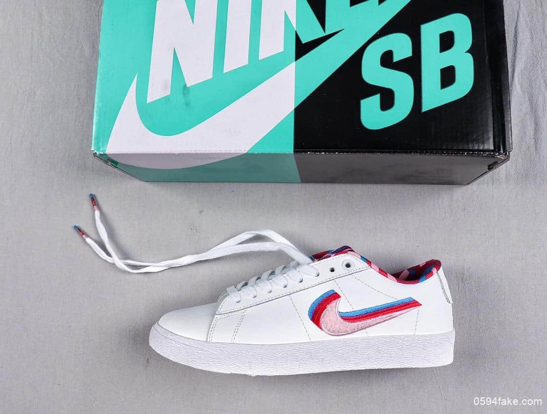 耐克Parra x Nike SB Blazer GT公司级开拓者低帮经典百搭休闲运动板鞋白皮马戏团三色彩钩联名款 货号：CN4507-100