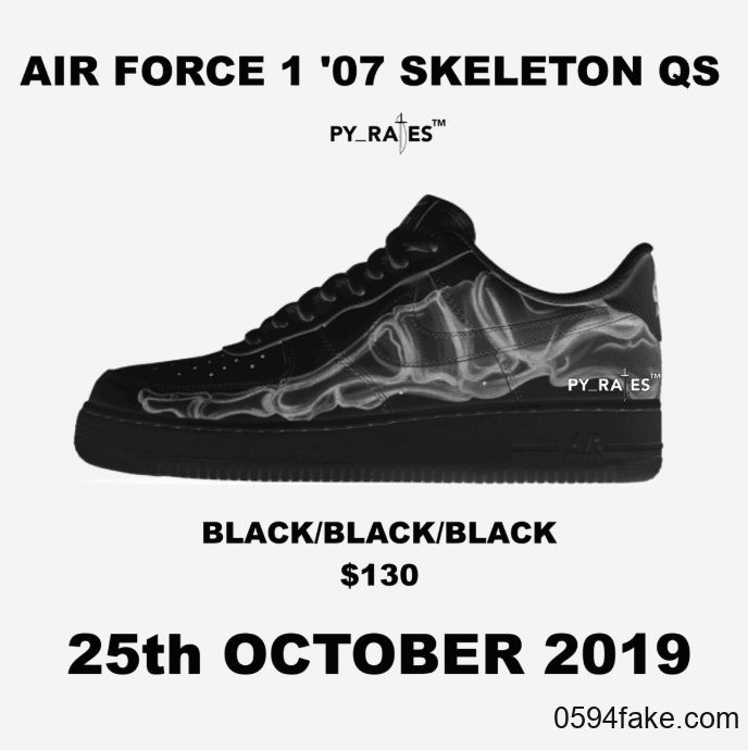 万圣节必备！Nike Air Force 1 Low“Black Skeleton”将于10月25日发售！