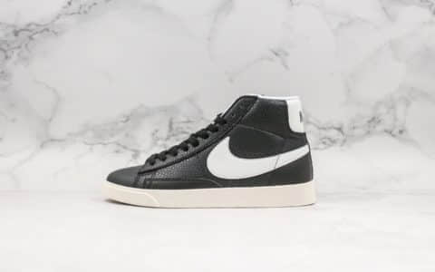 耐克Nike Blazer Mid Vintage Suede开拓者中帮板鞋黑白真标带半码原版皮料细节做工