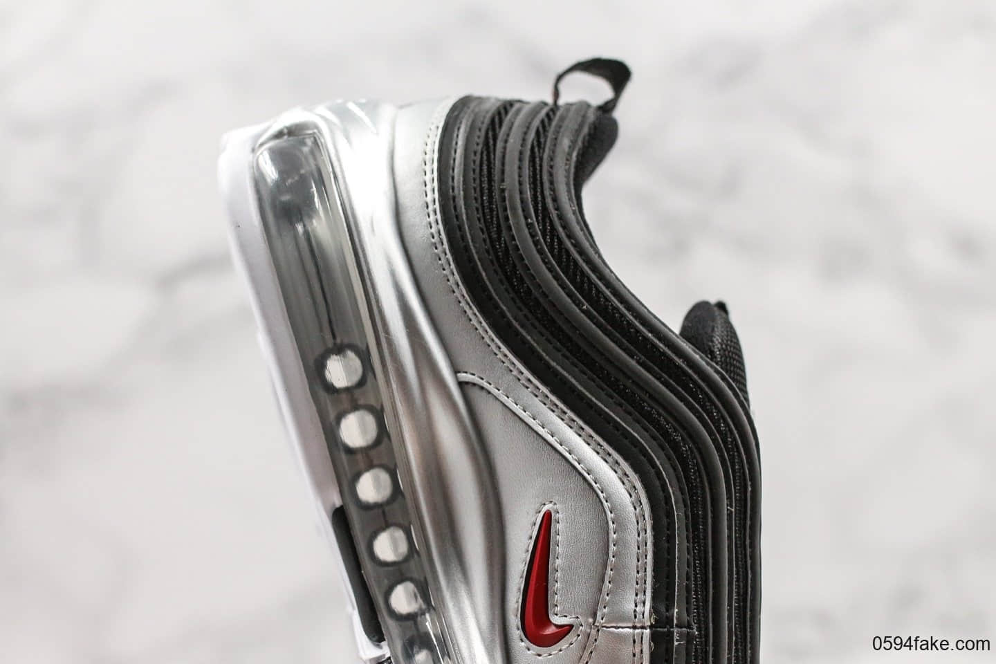 耐克Nike Air Max 97 QS Metallic Pack纯原版本重金属复古气垫百搭休闲运动慢跑鞋银黑红子弹男女鞋最高品质正确细节版本 货号：AT5458-001