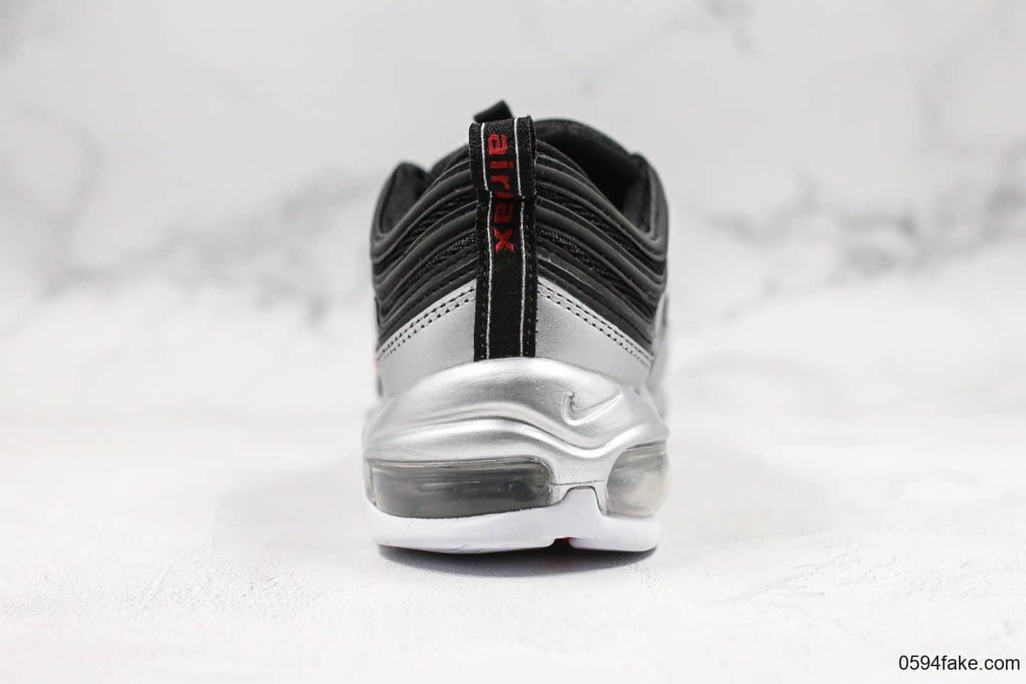 耐克Nike Air Max 97 QS Metallic Pack纯原版本重金属复古气垫百搭休闲运动慢跑鞋银黑红子弹男女鞋最高品质正确细节版本 货号：AT5458-001