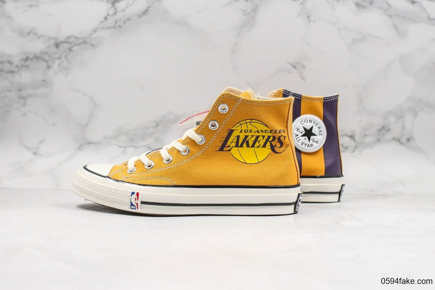 匡威Converse Chuck 70S公司级版本NBA湖人队配色后跟采用立体模压标双围条蓝底官方正确版PU蓝底原厂硫化