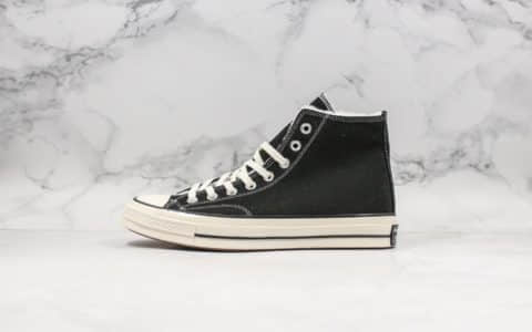 匡威Converse Chuck 70高帮帆布鞋2019秋冬款加绒系列黑色公司级