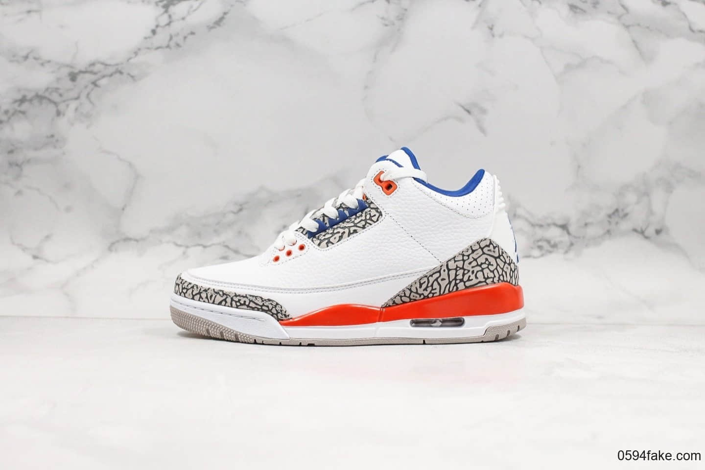 乔丹Air Jordan 3 Knicks纯原版本aj3尼克斯配色经典水泥灰爆裂纹内置透明可视气垫原档案数据开发 货号：136064-148