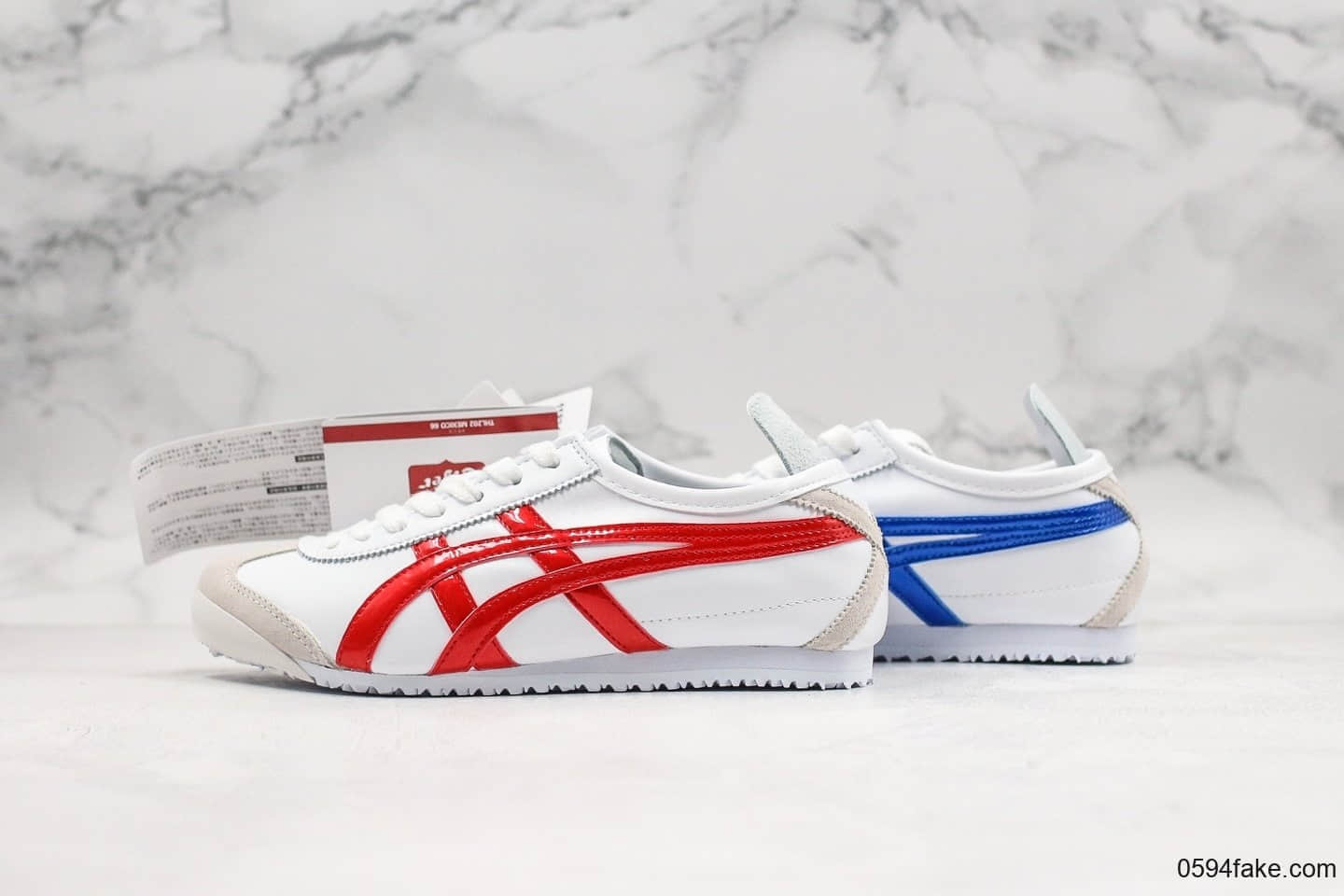 亚瑟士Onitsuka Tiger MEXICO Mid Runner纯原版本鬼冢虎东京限定配色墨西哥中帮系列复古经典百搭休闲皮革慢跑鞋皮革白宝蓝红 货号：1183A656-100