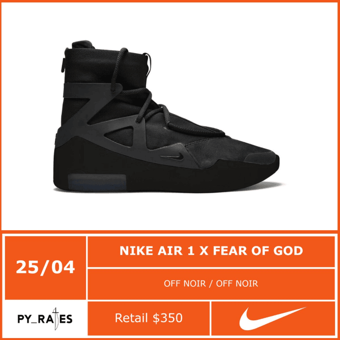 黑魂Nike Air Fear of God 1将于4月25日发售！