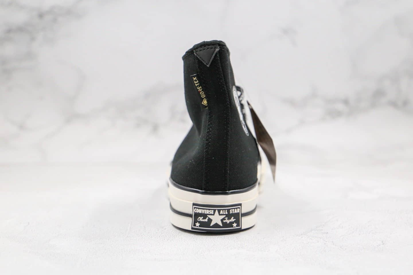 匡威Converse Chuck Taylor All Star公司级版本高帮黑白色Gore-tex联名款串标黑武士帆布鞋原厂硫化大底 货号：163343C