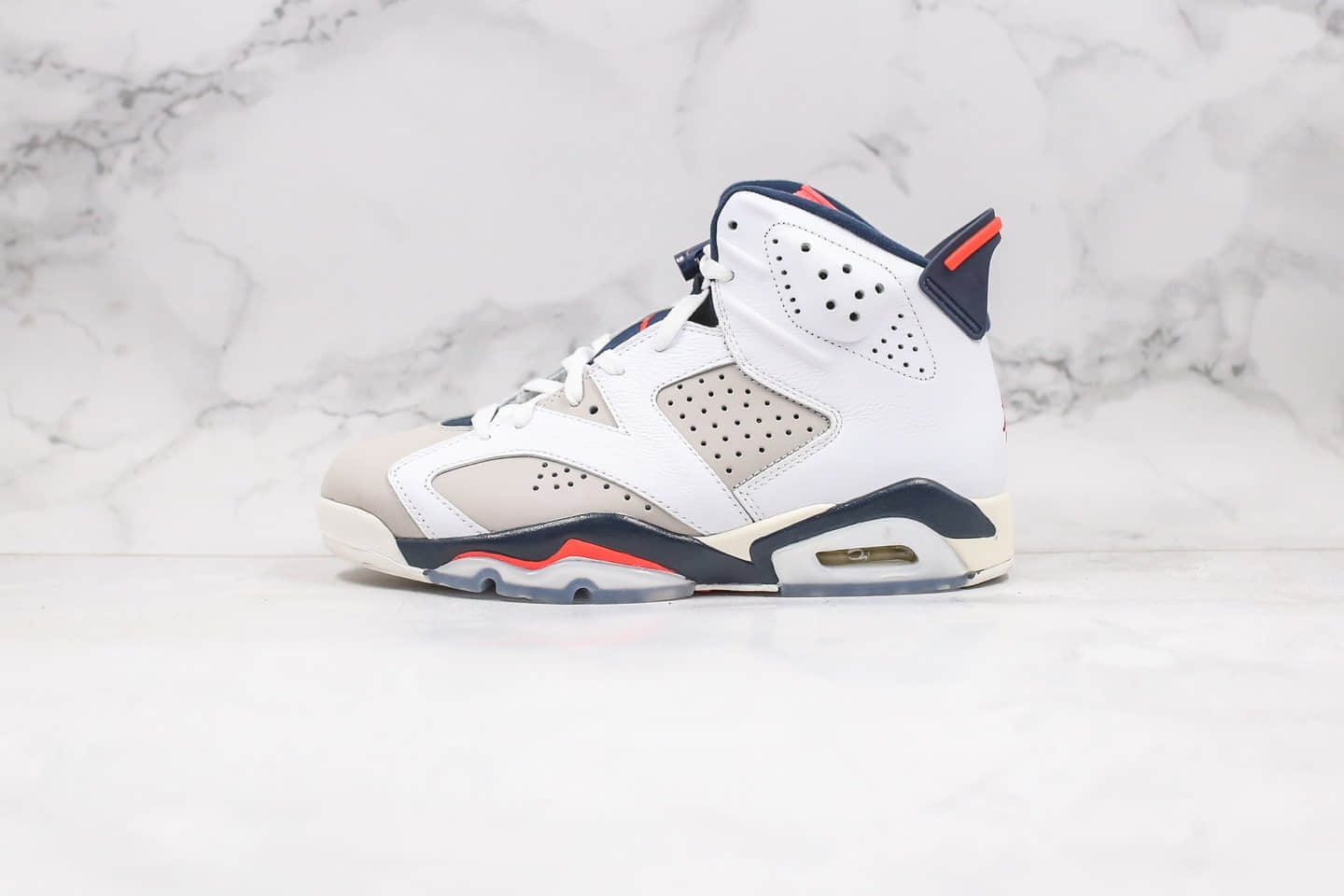 乔丹Air Jordan 6 Retro纯原版本手稿灰白红配色AJ6进口头层皮料正确后跟定型 货号：384664-104