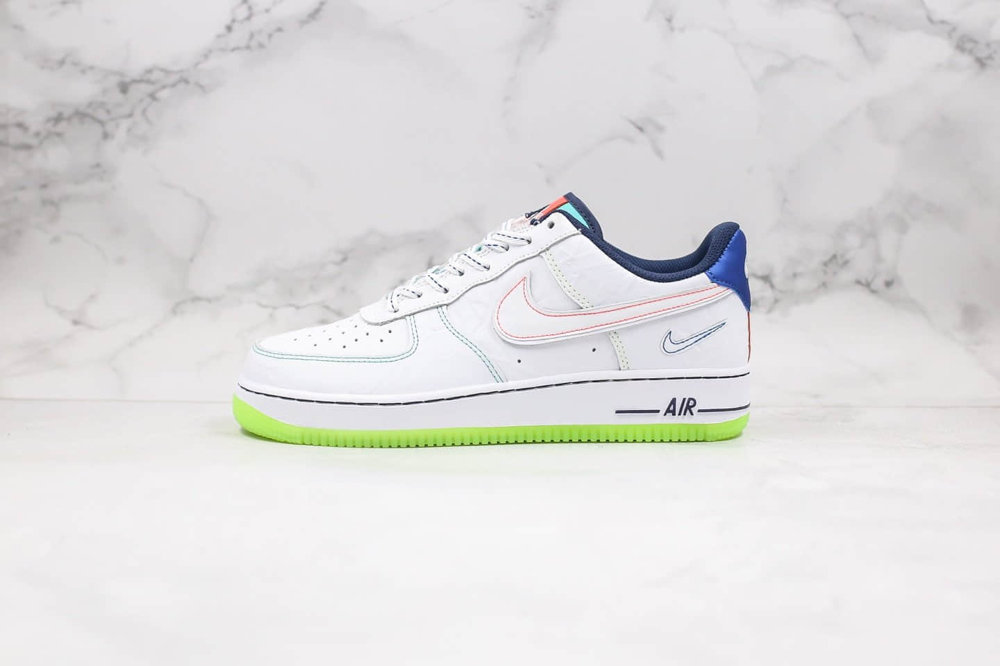 耐克Nike Air Force 1 L ow Outside The L ines纯原版本低帮空军一号皱皮小亡灵节白蓝绿色内置气垫原档案数据开发 货号：CV2421-100