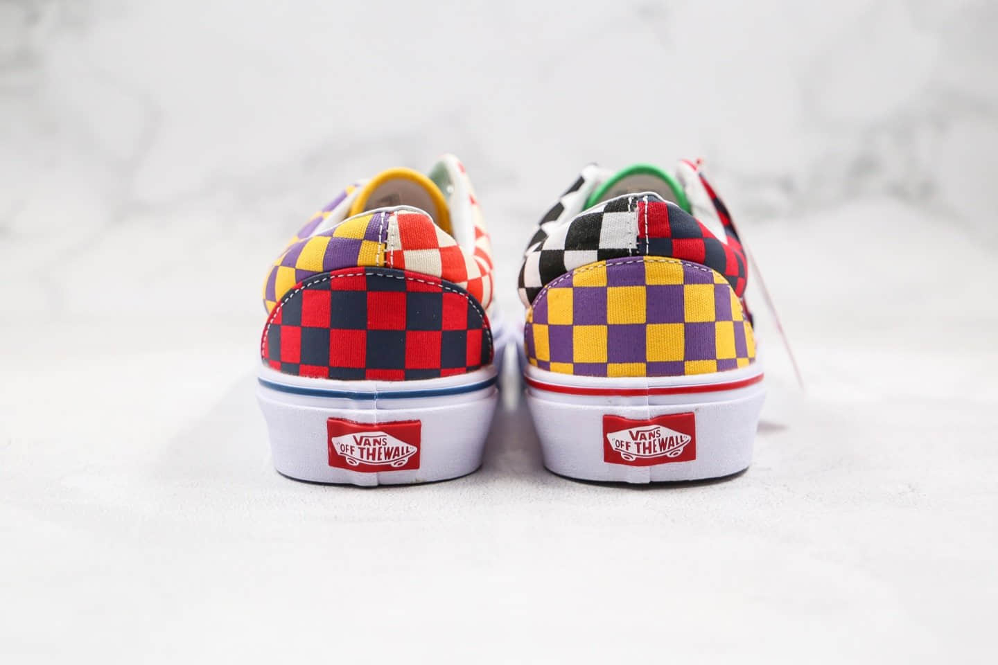 万斯VANS Sneakersnstuff公司级版本低帮硫化板鞋棋盘格鸳鸯拼色海滩撞色黄红色原盒原标