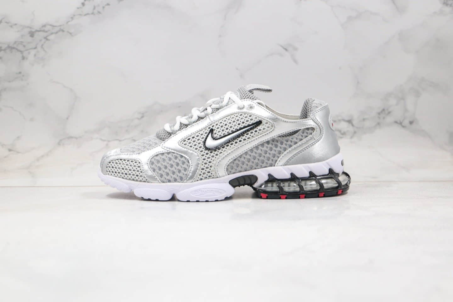 耐克Nike Air Zoom Spiridon Cage 2 x Stussy纯原版本斯图西联名款复古老爹鞋银色内置气垫原楦头纸板打造 货号：CD3613-001