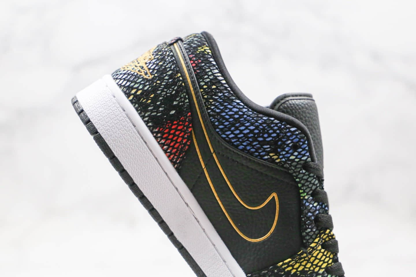 乔丹Air Jordan 1 Low BHM「Muiti-Colored Snakeskin」纯原版本低帮AJ1黑人月配色蛇鳞多彩蛇纹皮革原盒原标 货号：CW5580-001