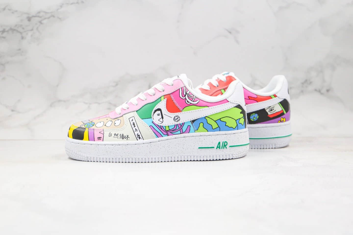 耐克Ruohan Wang x Nike Air Force 1 Low（2020）华人艺术家联名款插画师纯原版本低帮空军一号彩绘涂鸦内置气垫 货号：CZ3990-900