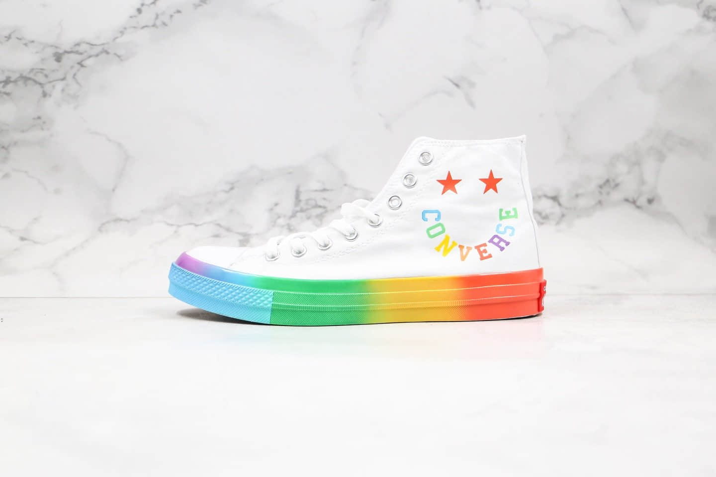 匡威Converse All Star Smiley公司级版本彩虹字母笑脸高帮帆布鞋原厂硫化大底原盒原标