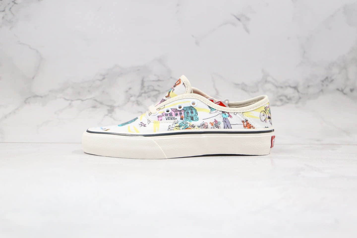 万斯Vans Kide Authentic Surf公司级版本基德联名板鞋水墨画插画印花白色原档案数据开发 货号：VN0A3MU6WOK