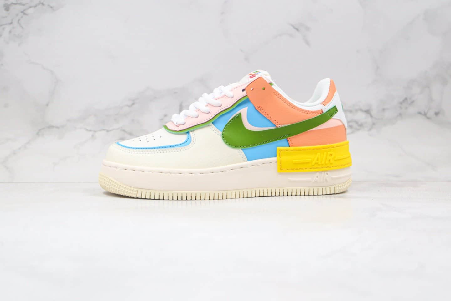 耐克Nike Air Force 1 Shadow公司级版本空军一号解构轻量增高板鞋拼接马卡龙原指版楦型开发 货号：CW2630-101