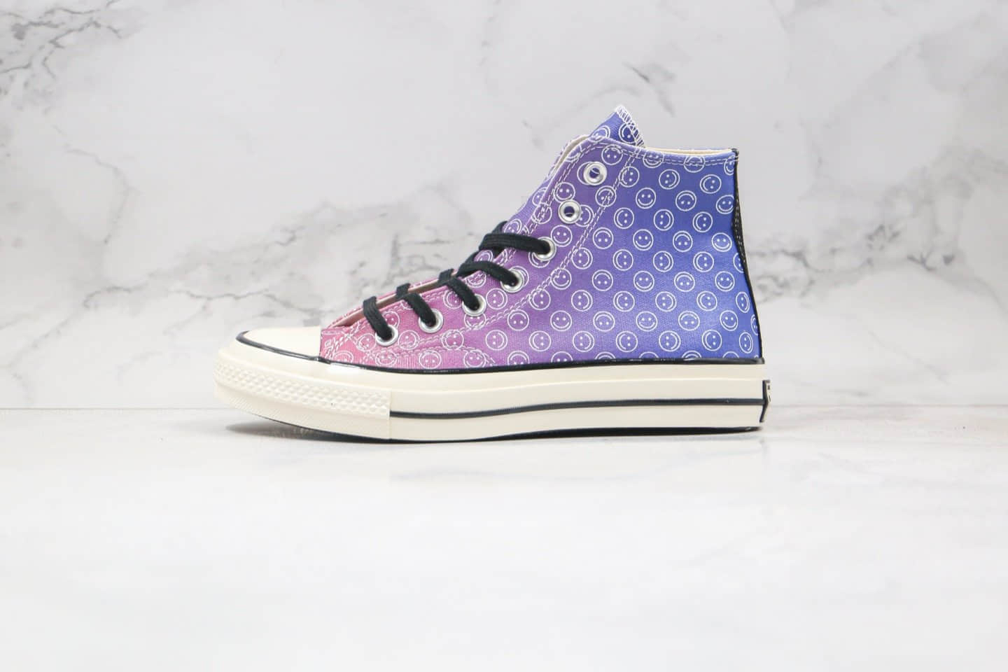 匡威Converse chuck70 Happy Camper公司级版本高帮渐变紫色笑脸硫化板鞋原楦头纸板打造 货号：167635C