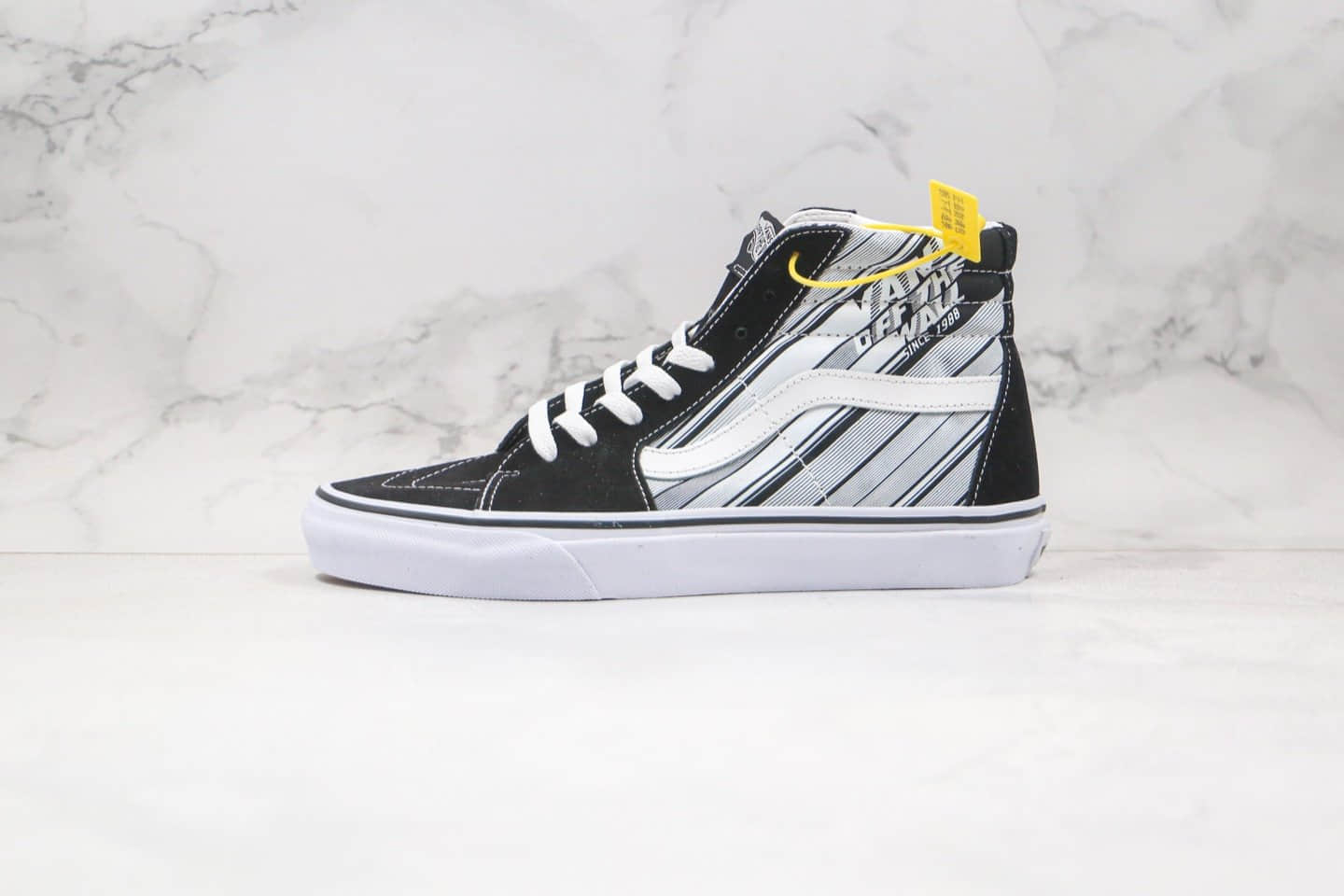 万斯Vans Sk8-Hi x OFF THE WALL联名款公司级版本黑灰色涂鸦灰条硫化板鞋原楦头纸板打造