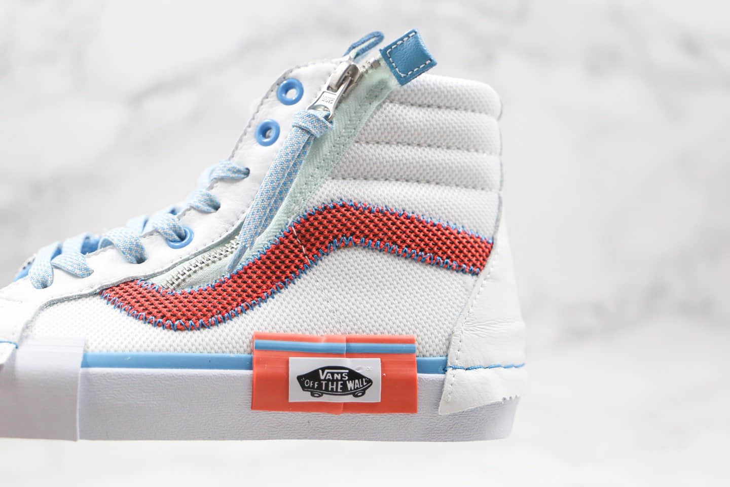 万斯Vans Vault Sk8-Hi Cap LX公司级版本解构2.0高帮板鞋浅蓝红白色内置钢印