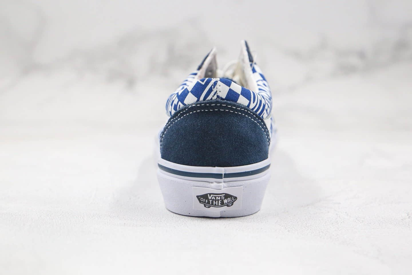 万斯Vans old skool x OFF White联名款公司级版本低帮麂皮黑蓝色硫化板鞋原档案数据开发