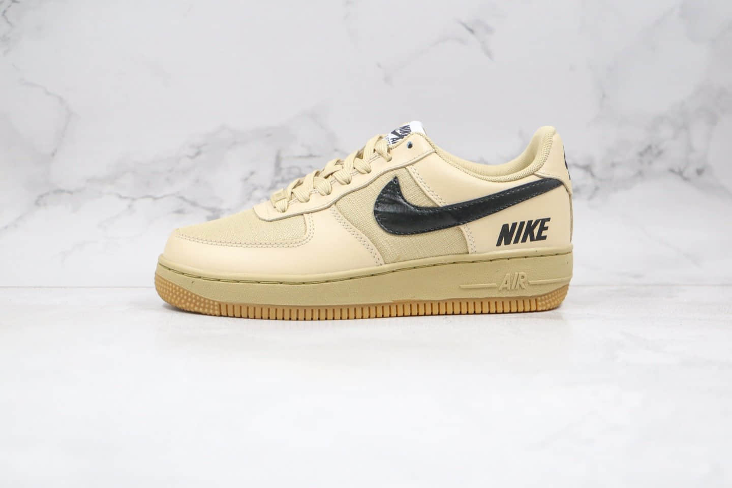 耐克Nike Air Force 1 PRM CLOT纯原版本低帮空军一号机能卡其色板鞋内置全掌Sole气垫 货号：CQ4215-700