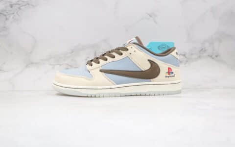 耐克Nike Dunk SB Low playstation纯原版本客制款索尼联名款低帮sb倒钩dunk米白蓝色板鞋原档案数据开发 货号：BQ6817-101