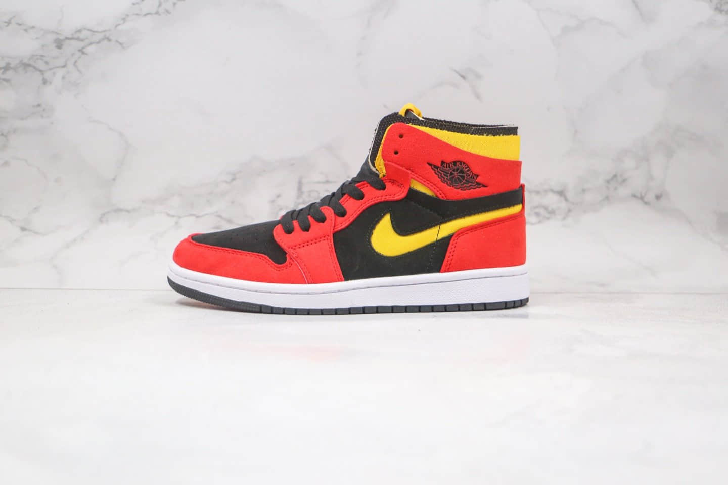 乔丹Air Jordan 1 Zoom Comfort Chile Red纯原版本高帮AJ1解构黑红色黄勾拼色原楦头纸板打造 货号：CT0978-006