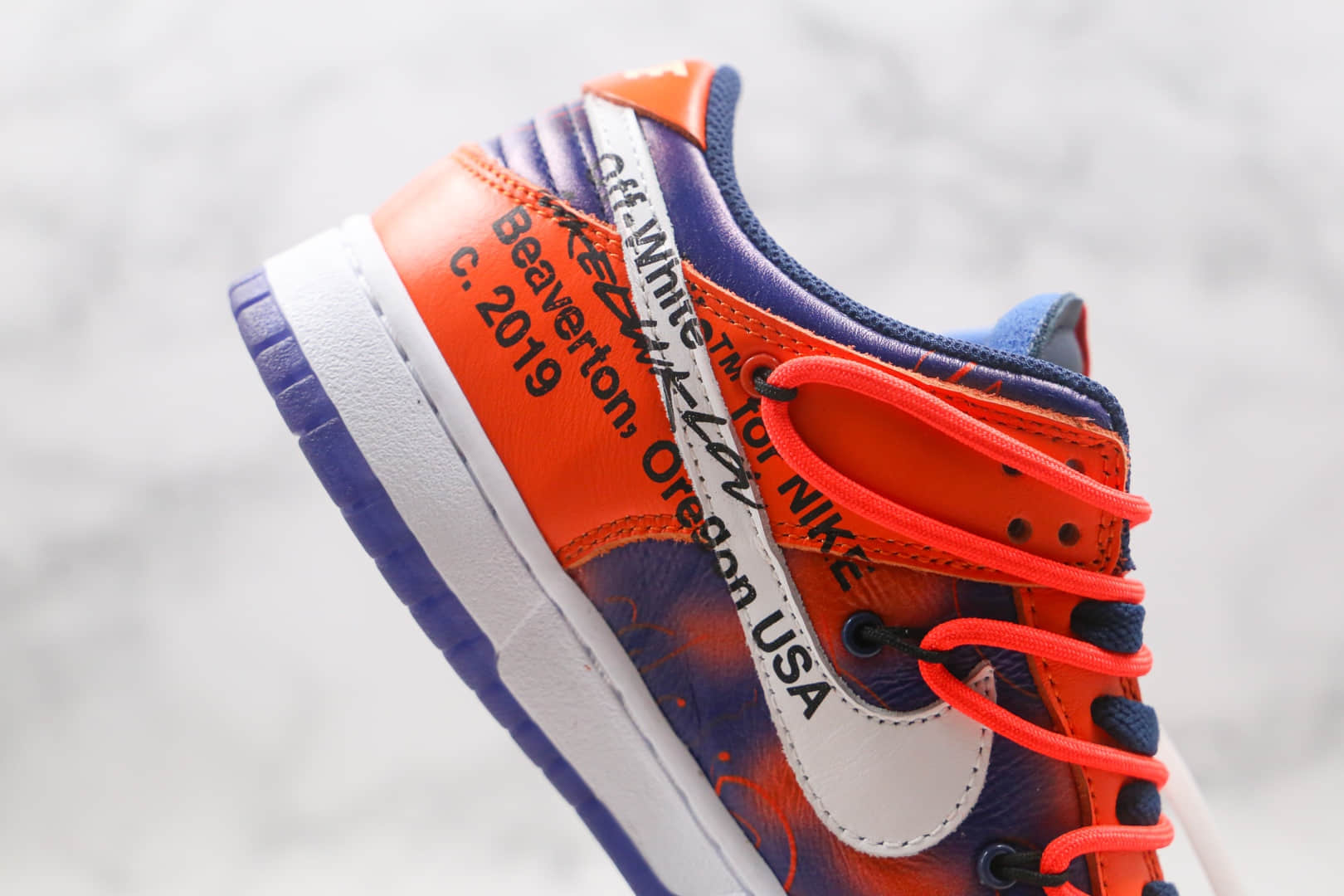 耐克Nike SB Dunk x OFF-WHITE联名款纯原版本低帮SB DUNK蓝橙色板鞋原档案数据开发原盒原标 货号：CT0856-801