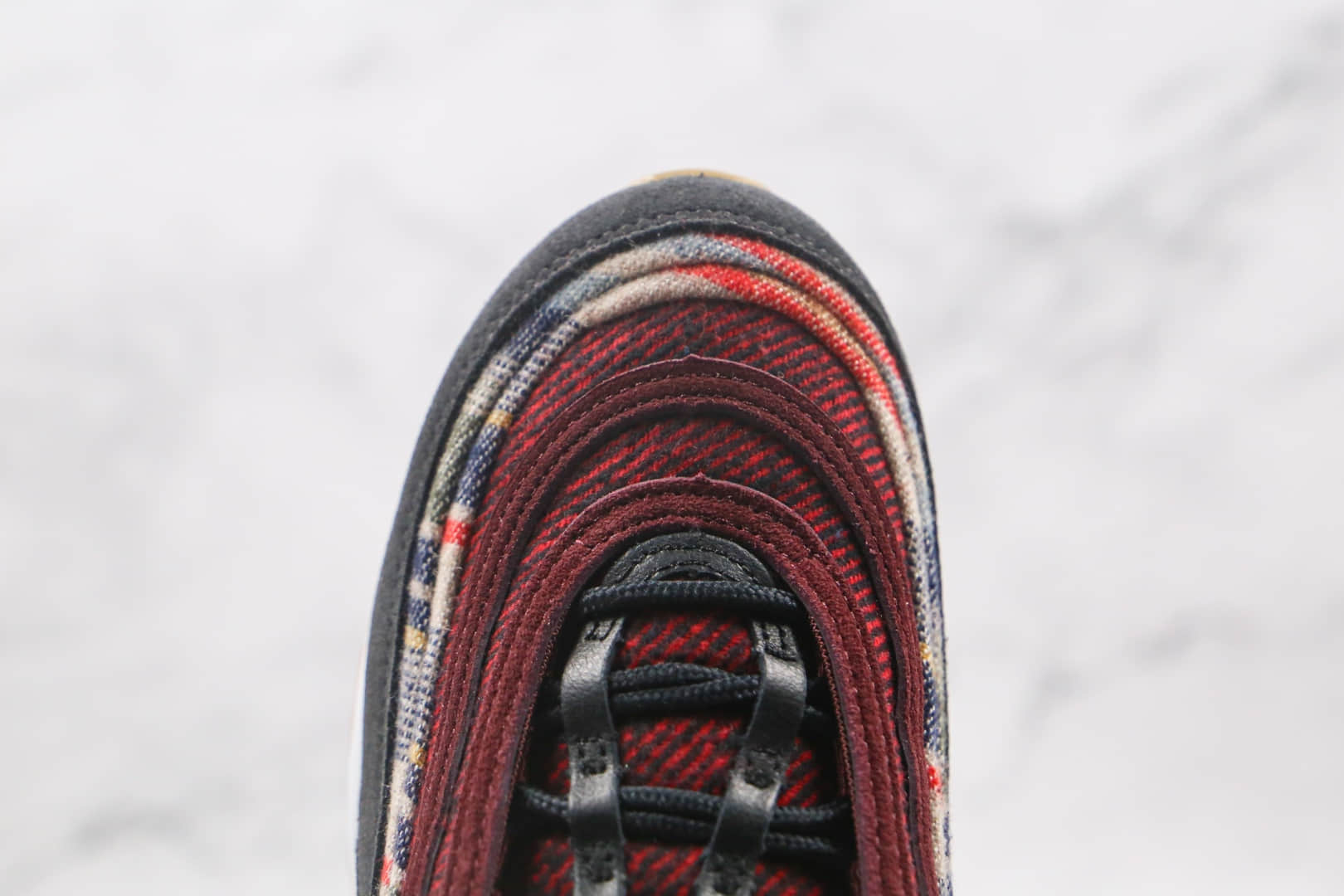 耐克Nike Air Max 97纯原版本酒红格子色Max97子弹气垫鞋真小潘气垫 货号：DC3494-993