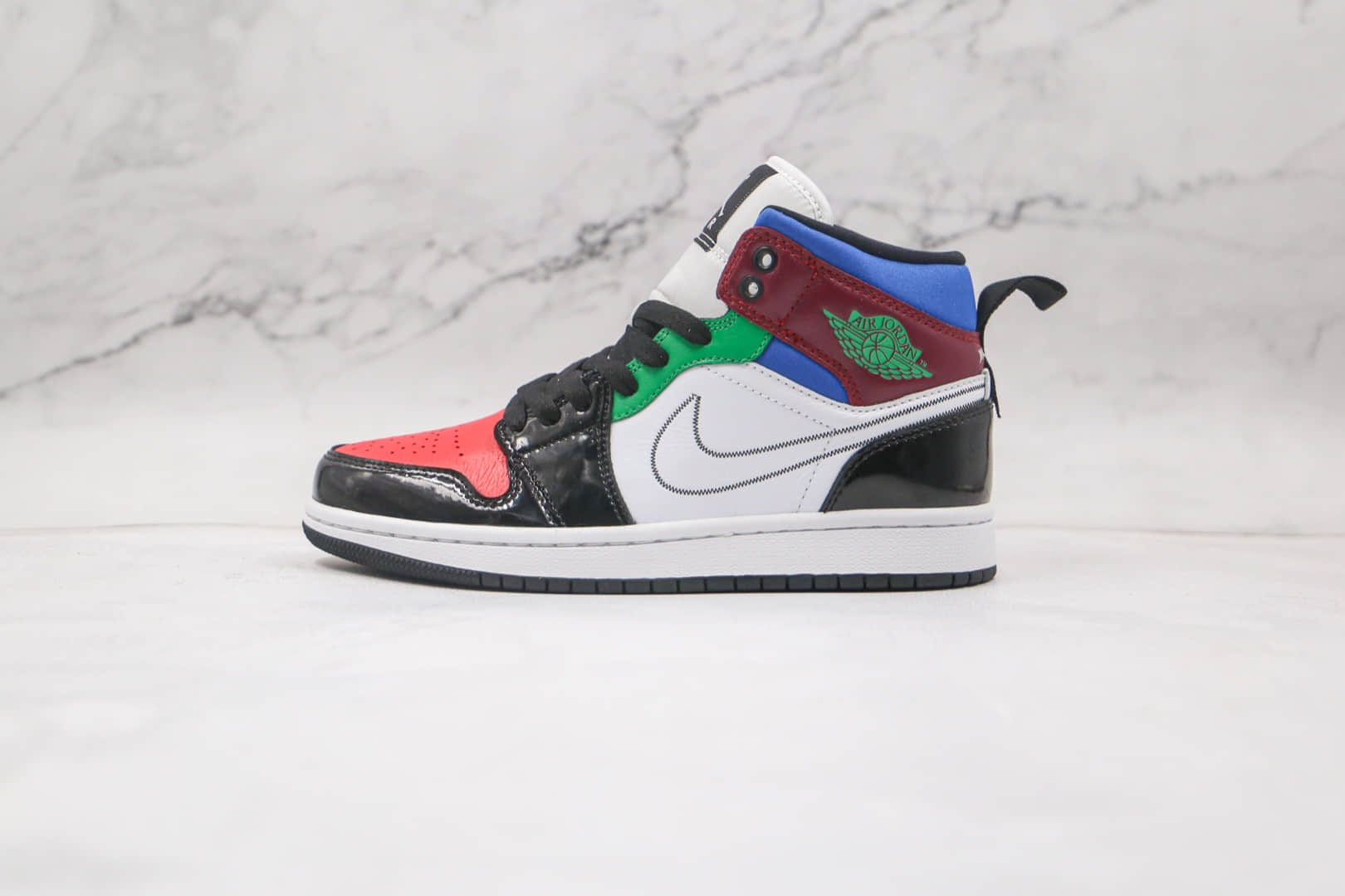 乔丹air jordan 1 mid multicolor纯原版本中帮aj1彩色拼接篮球鞋正确