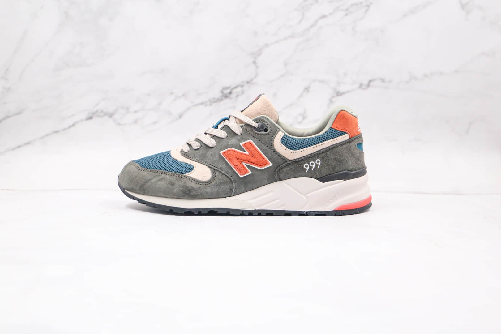 新百倫newbalance999純原版本灰橘藍色nb999復古慢跑鞋原楦頭紙板打造