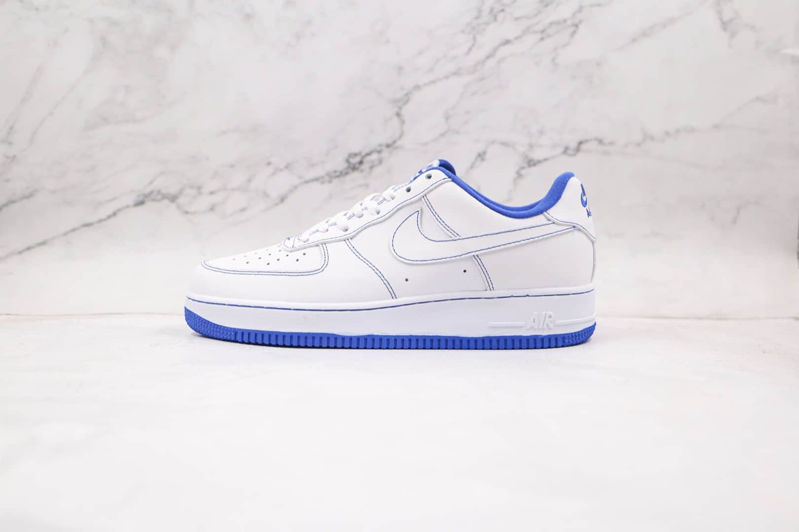 耐克Nike Air Force 1 07 White Black纯原版本低帮空军一号白蓝缝线板鞋内置全掌Sole气垫 货号：CV1752-101