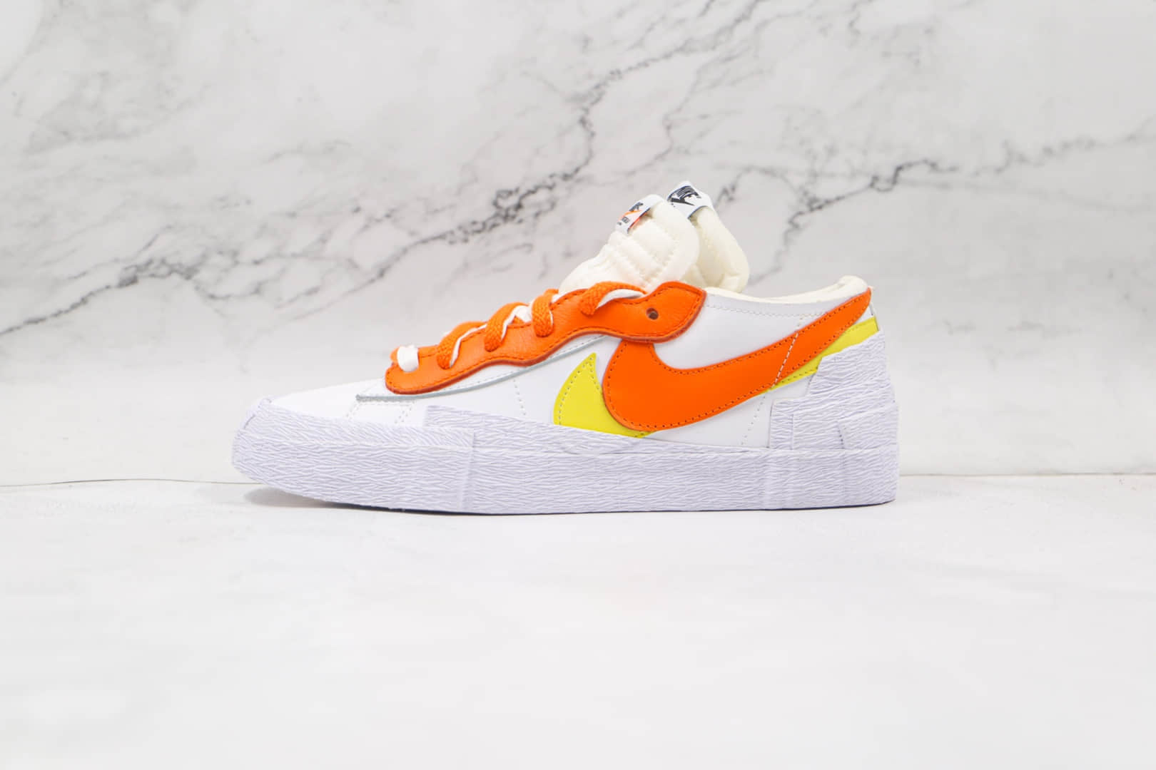 耐克Nike Blazer Low x Sacai联名款纯原版本低帮开拓者白橙黄解构板鞋原档案数据开发 货号：DD1877-100