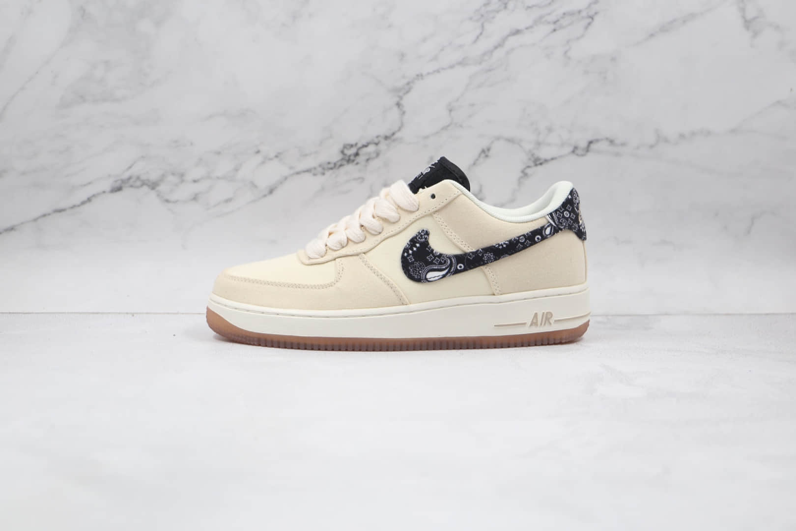 耐克Nike Air Force 1 Paisley Swooshes纯原版本低帮空军一号帆布米白色佩斯利板鞋原楦头纸板打造 货号：DJ4631-200