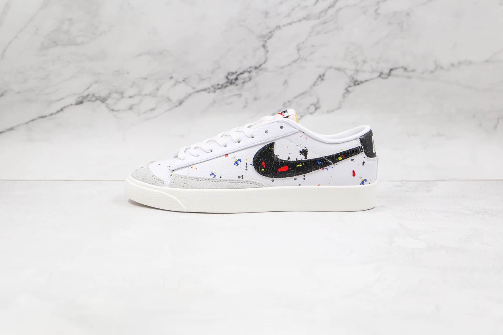 耐克NIKE Blazer LOW 77 VNTG纯原版本低帮开拓者白黑色泼墨板鞋原楦头纸板打造 货号：DJ1517-100