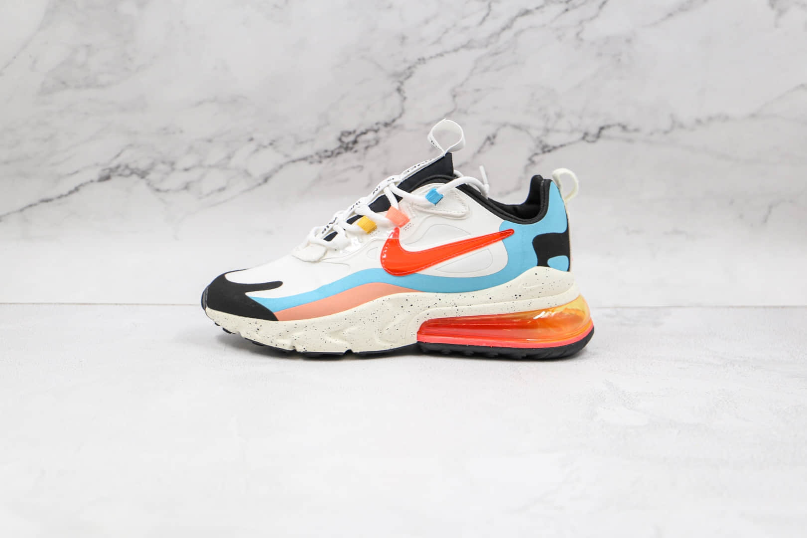 耐克Nike Air Max 270 React纯原版本白蓝红黑色Max270彩虹拼色气垫鞋原厂真小潘气垫 货号：DD8498-161