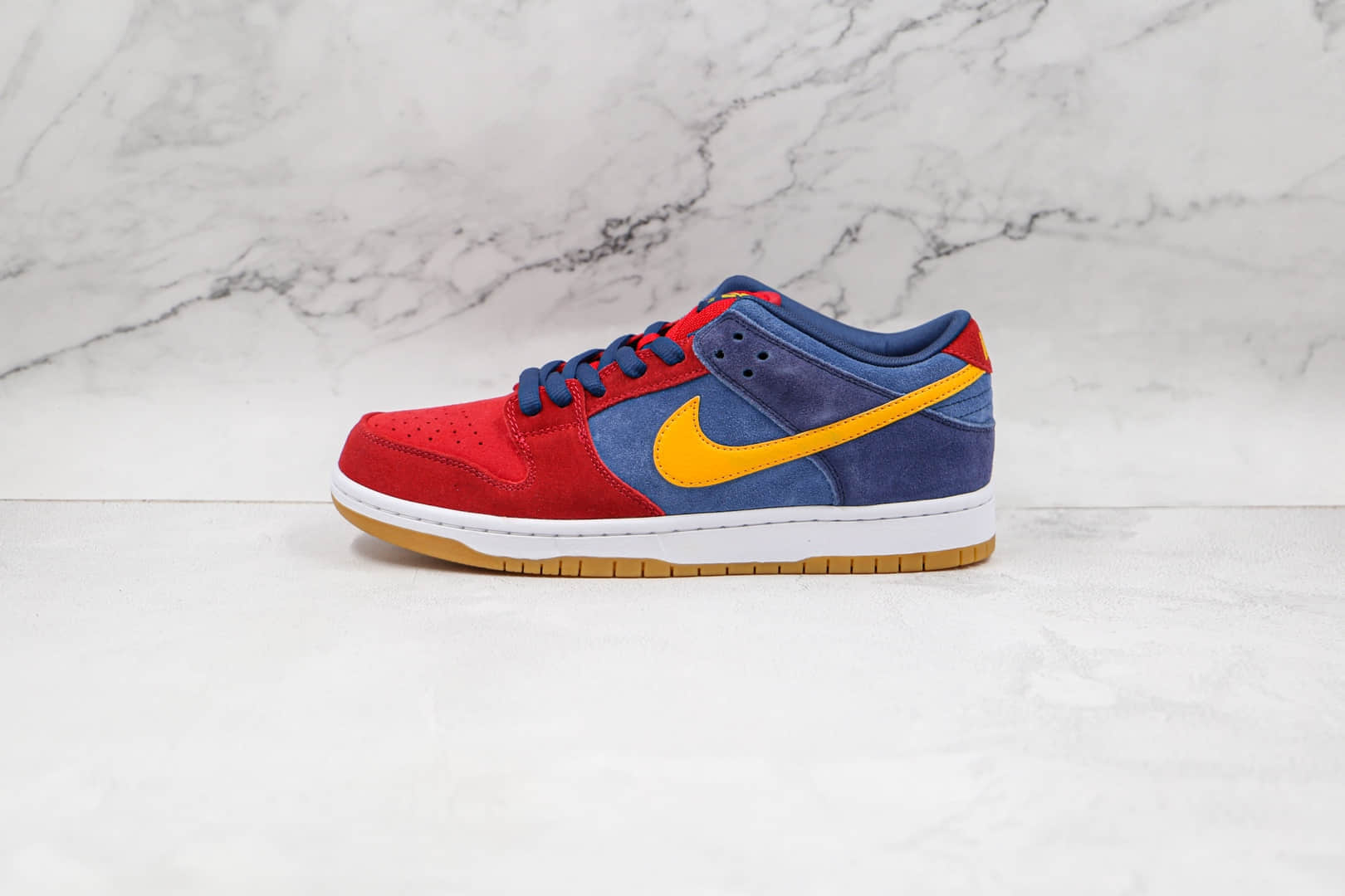 耐克Nike SB Dunk Low Barcelona纯原版本低帮SB DUNK麂皮巴塞罗那红蓝鸳鸯板鞋原楦头纸板打造 货号：DJ0606-400