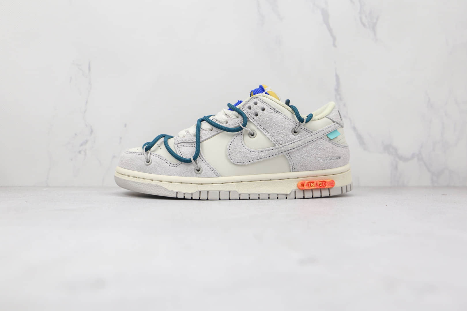 耐克Nike Dunk Low 50 x Off-White联名款纯原版本低帮DUNK麂皮灰白绿色板鞋原楦头纸板打造 货号：DJ0950-111