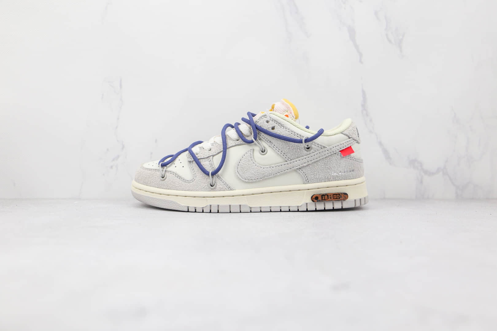 耐克Nike Dunk Low 50 x Off-White联名款纯原版本低帮DUNK麂皮灰白蓝色棕标板鞋原盒原标 货号：DJ0950-112