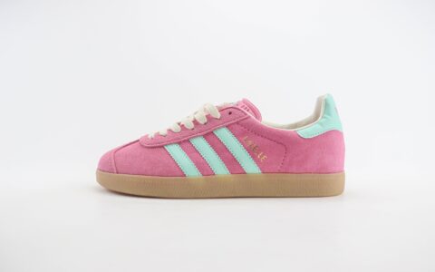 阿迪达斯adidas Originals Gazelle INdoor纯原版本三叶草粉蓝色麂皮板鞋 莆田阿迪达斯货源 货号：IH5015