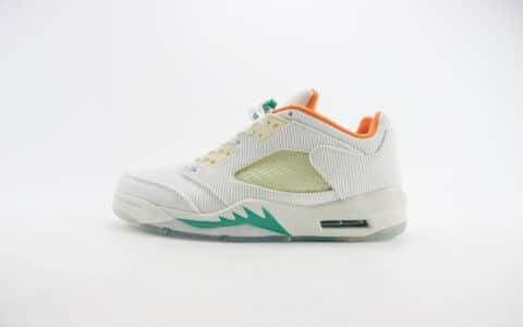 乔丹Air Jordan 5 Retro Low纯原版本低帮AJ5慈善系列白绿灯芯绒篮球鞋 莆田AJ货源 货号：CW4204-100