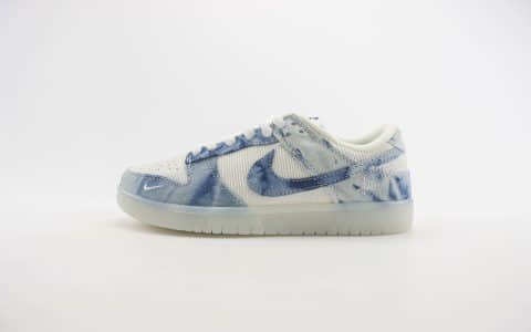 耐克Stussy x Nike SB Dunk Low纯原版本斯图西联名SB Dunk白水洗蓝牛仔布板鞋 莆田耐克货源 货号：JH8039-937