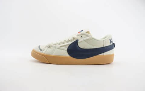 耐克Nike Blazer Low‘77 Jumbo纯原版本开拓者米白黑网面板鞋 莆田耐克货源 货号：DQ1470-107